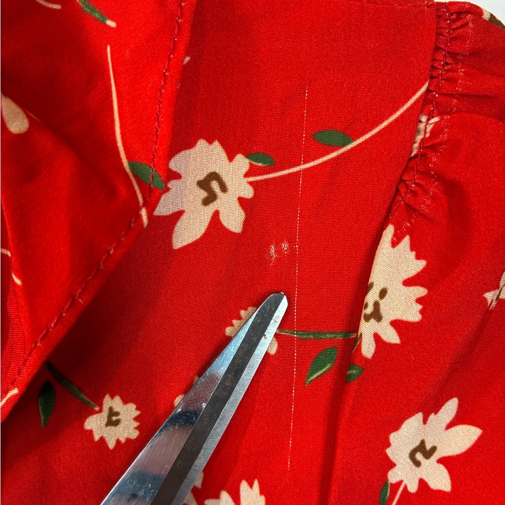 ZARA Red Floral Mini Dress Medium NWT Join Life V-neck Flutter Sleeve - Picture 6 of 8